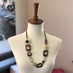 Brighton unique wood and silver necklace